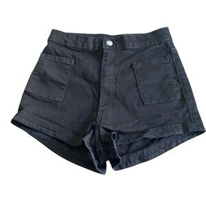 CARMAR Black Wash Denim Jean Shorts Size 26 High‎ Waisted